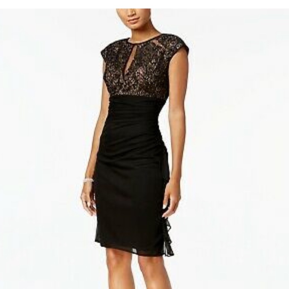 Betsy & Adam B & A By Betsy & Adam Women's Ruched Lace Sheath Dress Size 12 NWT